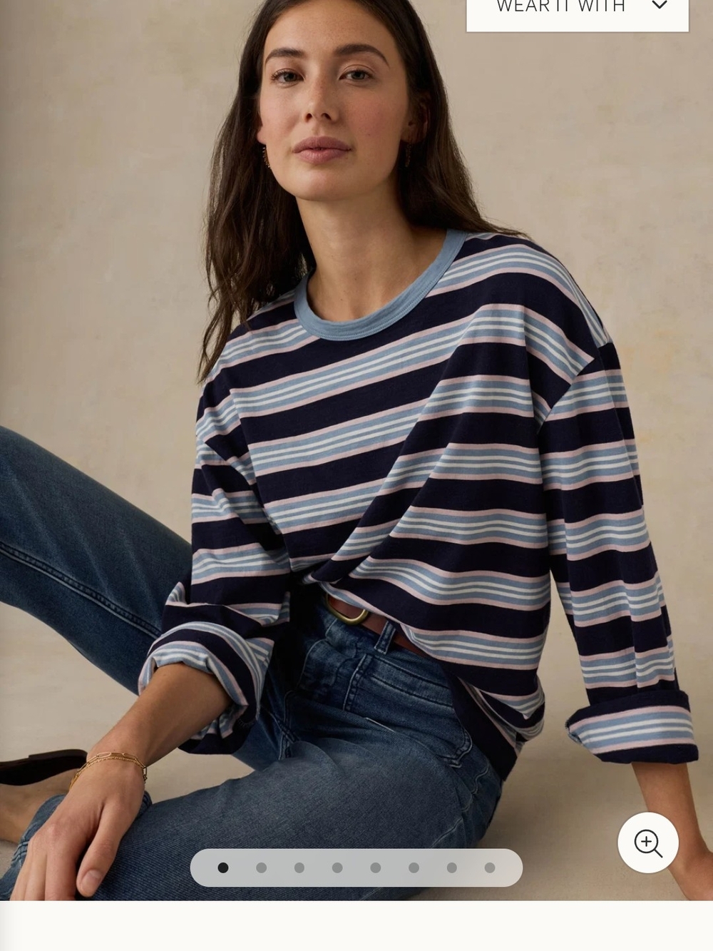 Faherty Sunwashed Long-Sleeve Retro Tee - Moonlit Tidal Stripe